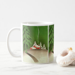 Vintage Christmas, House in Forest Winter Snow Coffee Mug