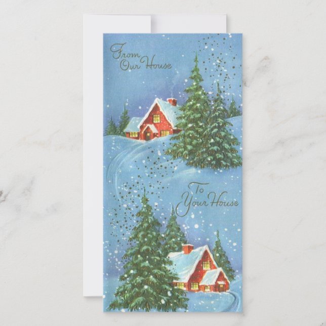 Vintage Christmas House To House Holiday Card (Front)