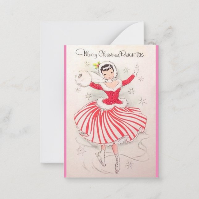 Vintage Christmas Ice Skating Card for Daughter (Front)