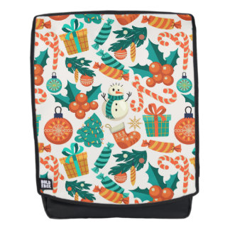Vintage Christmas Icons Pattern Backpack