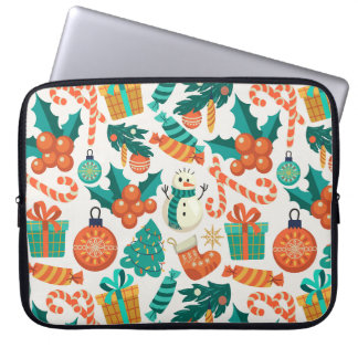 Vintage Christmas Icons Pattern Laptop Sleeve