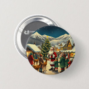 Vintage Christmas Illustration 6 Cm Round Badge