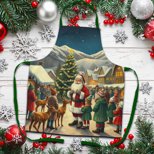 Vintage Christmas Illustration Apron
