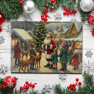 Vintage Christmas Illustration Cutting Board