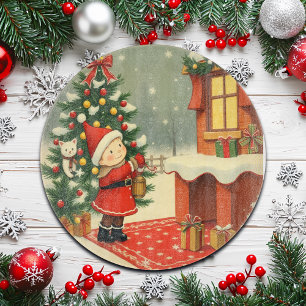 Vintage Christmas Illustration Cutting Board