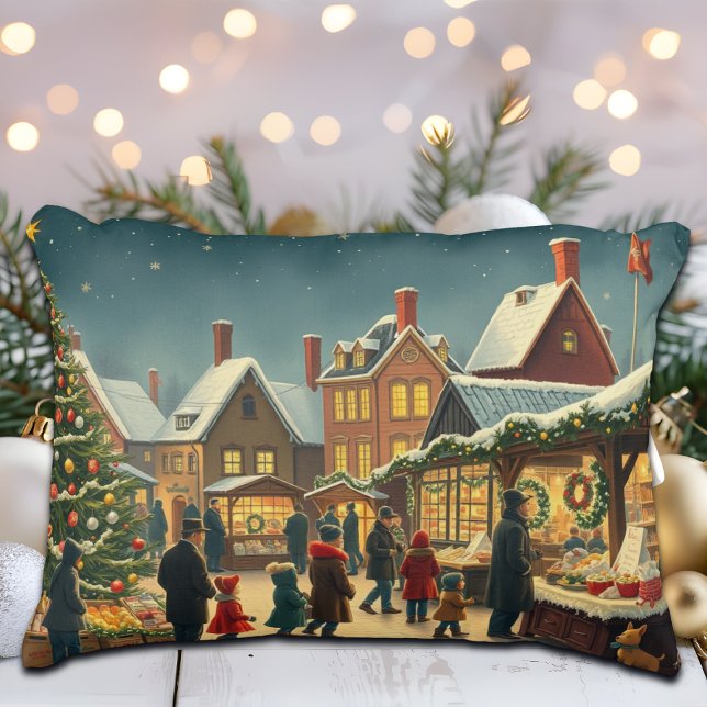 Vintage Christmas Illustration Decorative Cushion (Creator Uploaded)