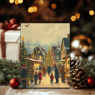Vintage Christmas Illustration Holiday Postcard