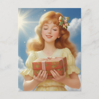 Vintage Christmas Illustration Holiday Postcard