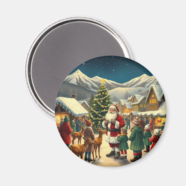 Vintage Christmas Illustration Magnet (Front/Back)