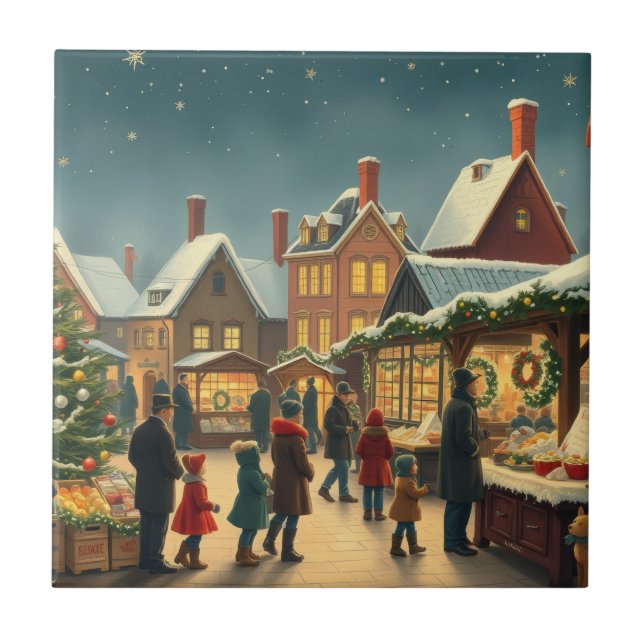 Vintage Christmas Illustration Tile (Front)