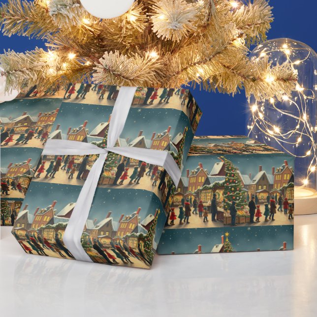 Vintage Christmas Illustration Wrapping Paper (Holidays)