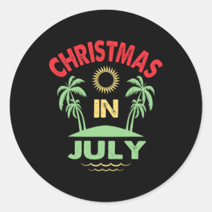 Vintage Christmas In July Summer Beach Party Women Classic Round Sticker
