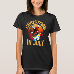 Vintage Christmas In July Summer Santa Surf T-Shirt
