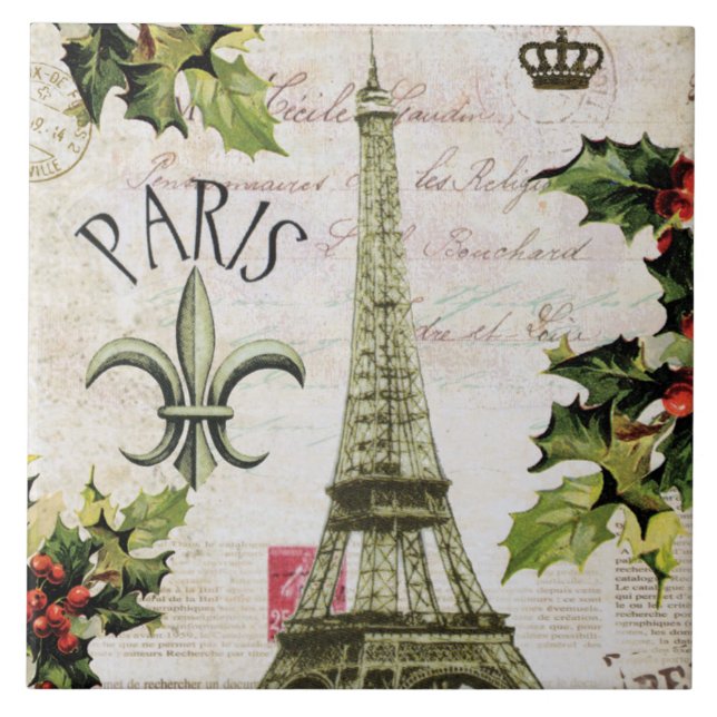 Vintage christmas in Paris Tile (Front)