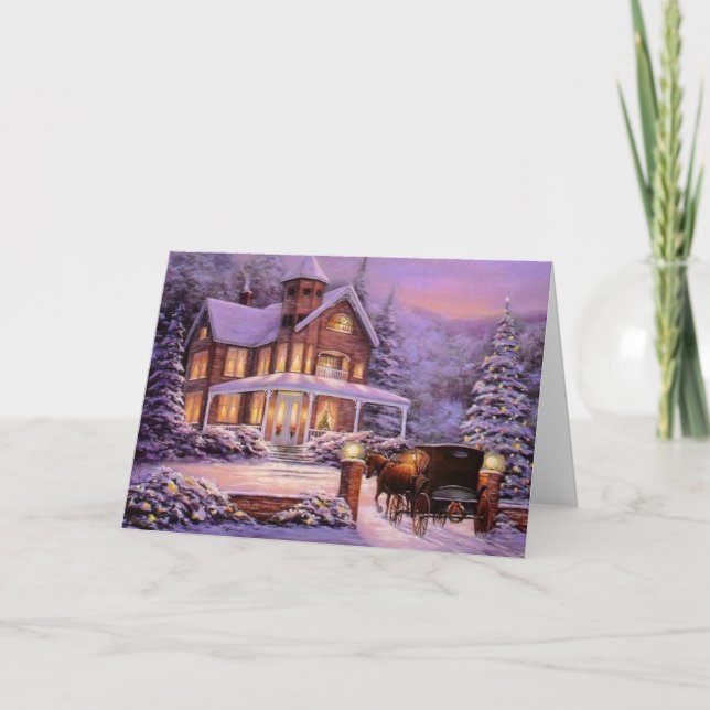 Vintage Christmas In The Country Holiday Card (Front)