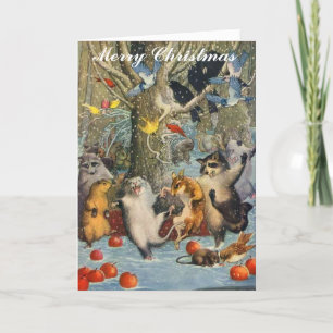 Vintage Christmas in the Woods Greetings Card
