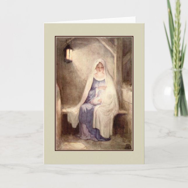 Vintage Christmas Jesus and Mary Holiday Card (Front)