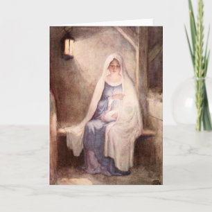 Vintage Christmas Jesus and Mary Holiday Card