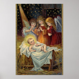 Vintage Christmas Jesus Angel Poster