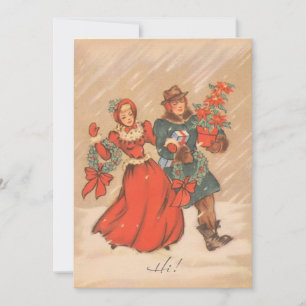 Vintage Christmas Jolly Couple Holiday Card