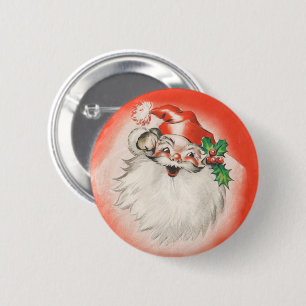 Vintage Christmas, Jolly Retro 50s Santa Claus 6 Cm Round Badge