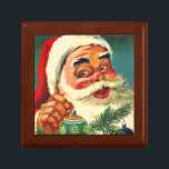 Vintage Christmas, Jolly Retro 50's Santa Claus Gift Box<br><div class="desc">Vintage illustration Christmas holiday image featuring a closeup of a jolly 50's retro Santa Claus smiling and holding glass ball Christmas ornaments with a traditional retro design.</div>