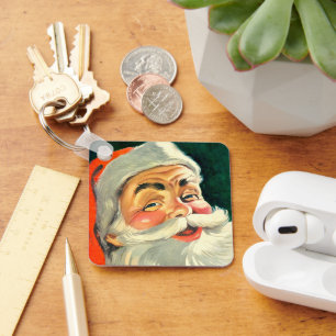 Vintage Christmas, Jolly Retro 50's Santa Claus Key Ring