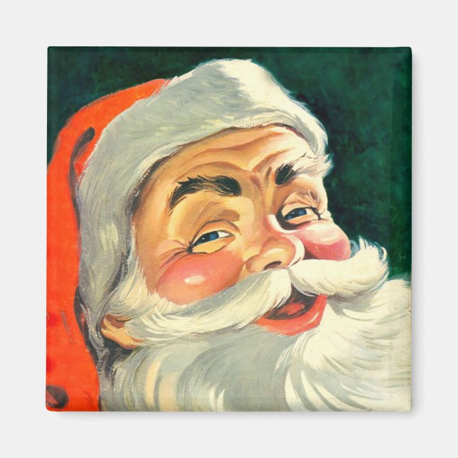 Vintage Christmas, Jolly Retro 50's Santa Claus Magnet (Front)