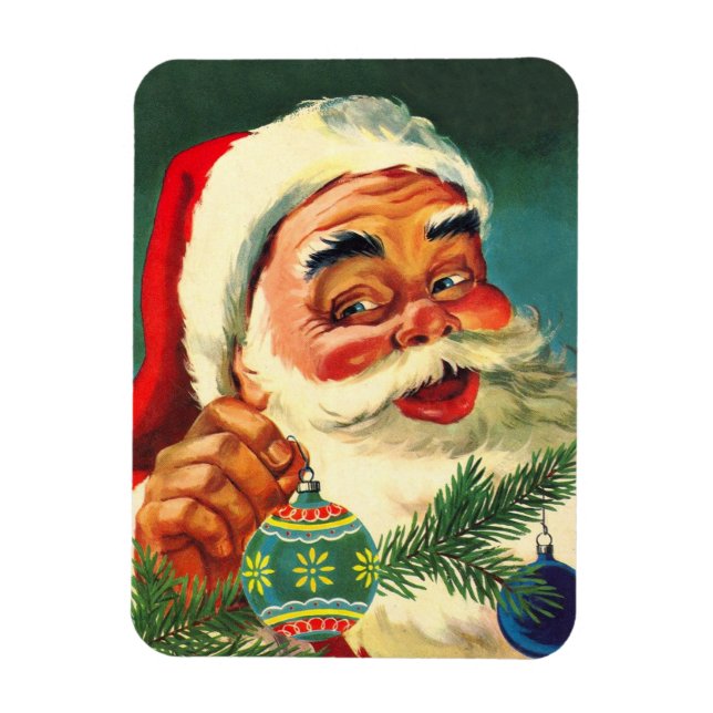 Vintage Christmas, Jolly Retro 50's Santa Claus Magnet (Vertical)