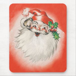 Vintage Christmas, Jolly Retro 50s Santa Claus Mouse Mat