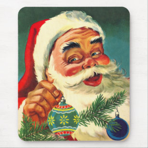 Vintage Christmas, Jolly Retro 50's Santa Claus Mouse Mat