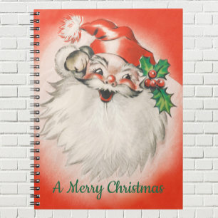 Vintage Christmas, Jolly Retro 50s Santa Claus Notebook