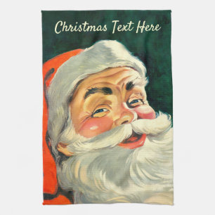 Vintage Christmas, Jolly Retro 50's Santa Claus Tea Towel