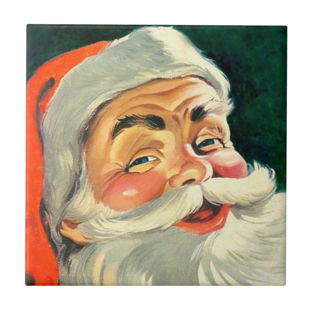 Vintage Christmas, Jolly Retro 50's Santa Claus Tile (Front)
