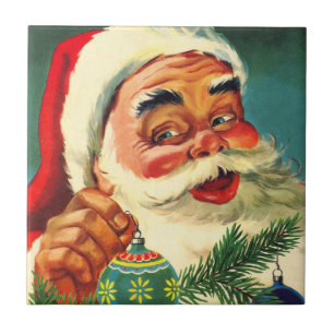 Vintage Christmas, Jolly Retro 50's Santa Claus Tile