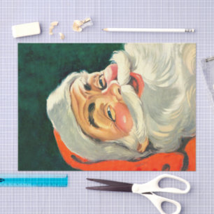 Vintage Christmas, Jolly Retro 50's Santa Claus Tissue Paper