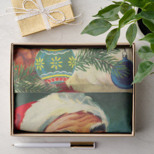 Vintage Christmas, Jolly Retro 50's Santa Claus Tissue Paper