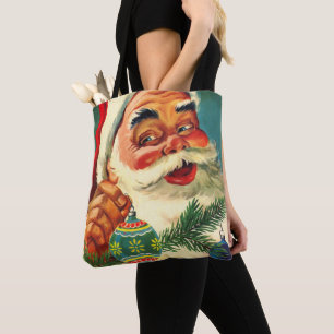 Vintage Christmas, Jolly Retro 50's Santa Claus Tote Bag