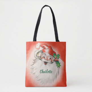 Vintage Christmas, Jolly Retro 50s Santa Claus Tote Bag