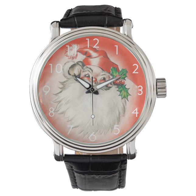 Vintage Christmas, Jolly Retro 50s Santa Claus Watch (Front)
