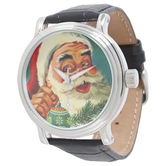 Vintage Christmas, Jolly Retro 50's Santa Claus Watch (Angled)