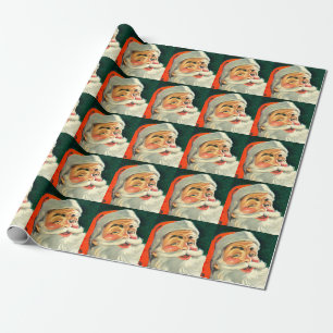 Vintage Christmas, Jolly Retro 50's Santa Claus Wrapping Paper