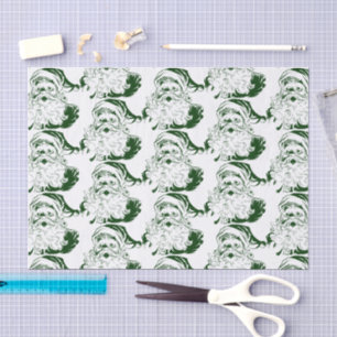 Vintage Christmas, Jolly Santa Claus in Green Tissue Paper