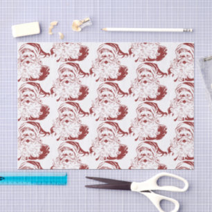 Vintage Christmas, Jolly Santa Claus in Red Tissue Paper