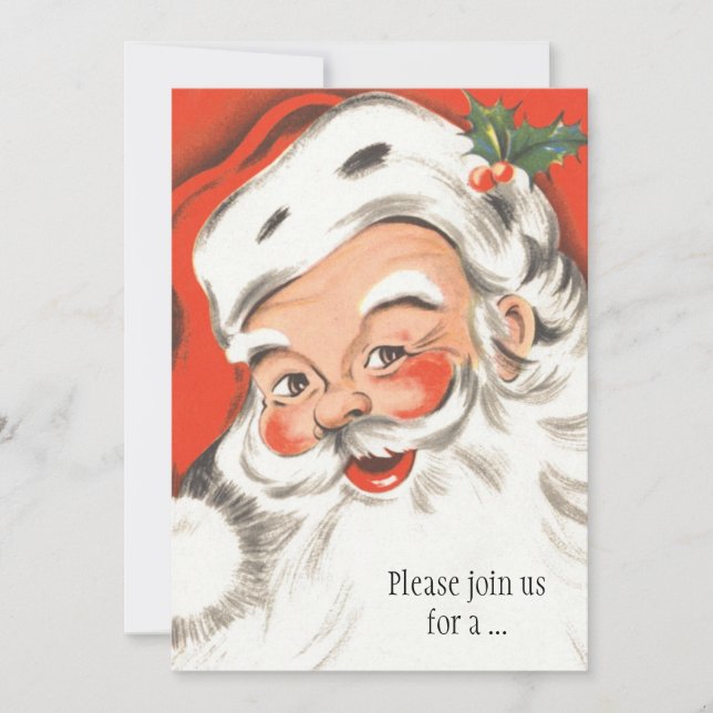 Vintage Christmas, Jolly Santa Claus Invitation (Front)