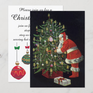 Vintage Christmas, Jolly Santa Claus Invitation