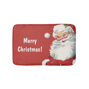 Vintage Christmas, Jolly Santa Claus Winking Bath Mat
