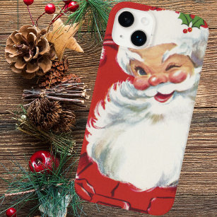 Vintage Christmas, Jolly Santa Claus Winking Case-Mate iPhone 14 Plus Case
