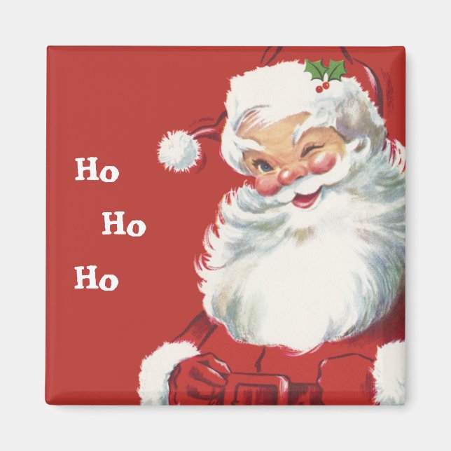 Vintage Christmas, Jolly Santa Claus Winking Magnet (Front)