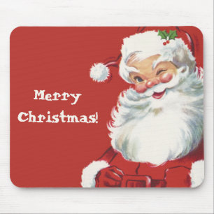 Vintage Christmas, Jolly Santa Claus Winking Mouse Mat